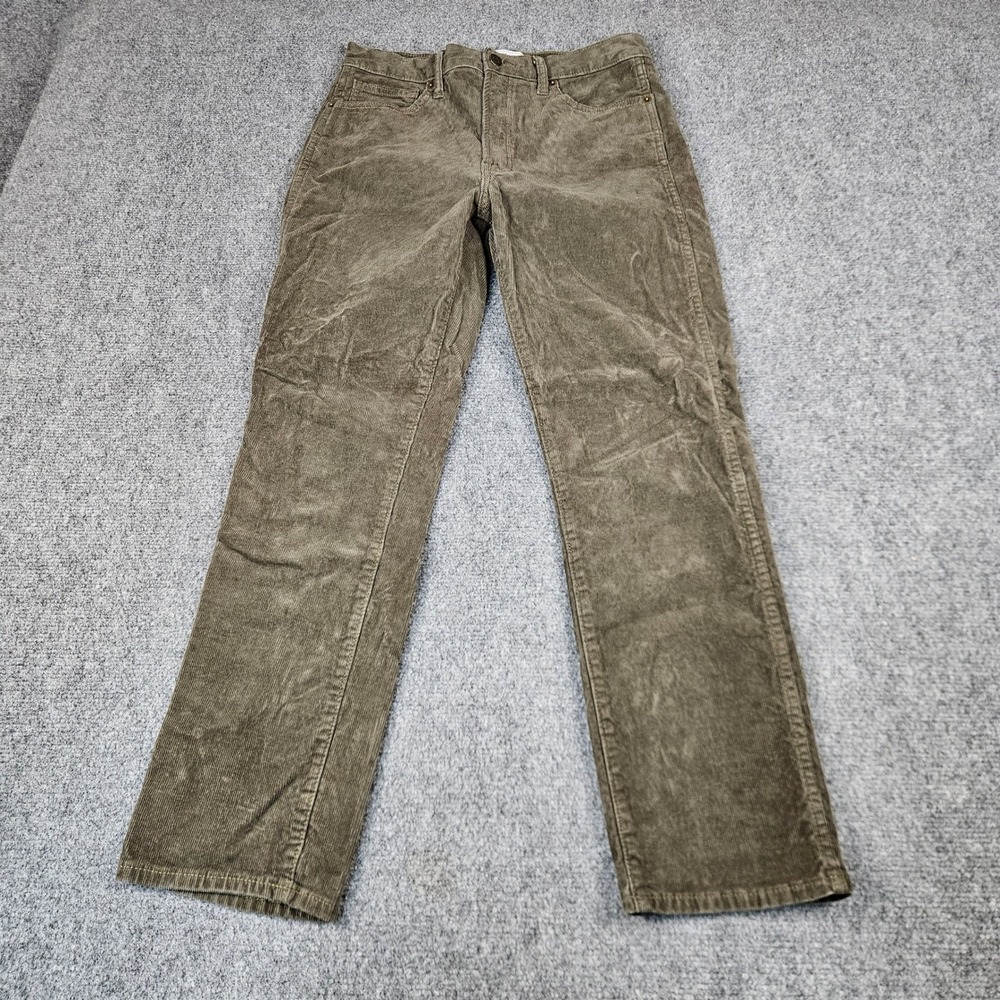 Gap Vintage Slim High Rise Corduroy Pants Women 28 6R Olive Green Brown Slim Leg